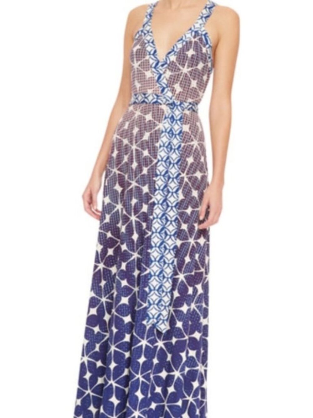 Diane VonFurstenberg maxi wrap dress 100% silk size 8 wedding guest dress